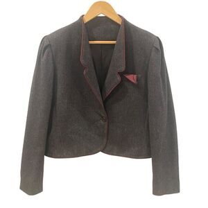 Vintage 80s Daniel for Spellbound Charcoal Wool Blend Blazer Size Women's 14